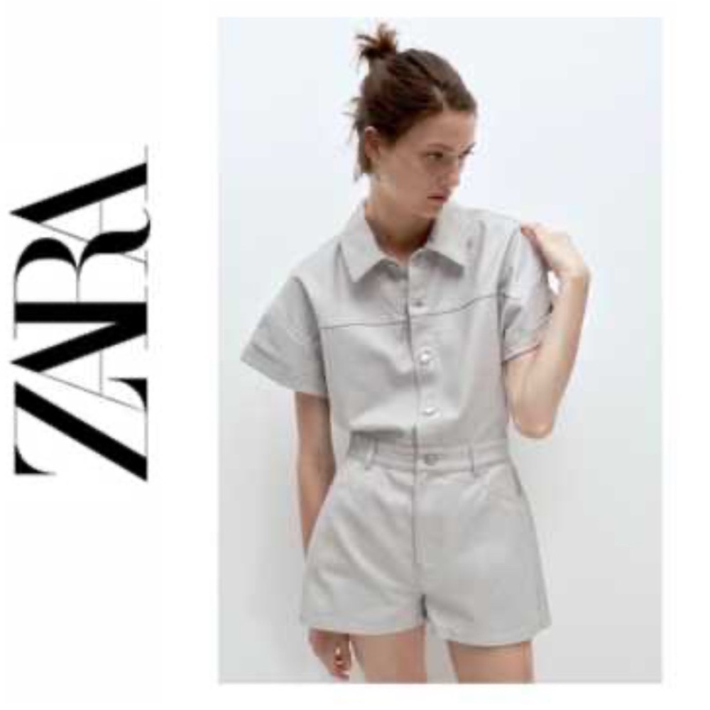 Zara Metalic Denim Romper